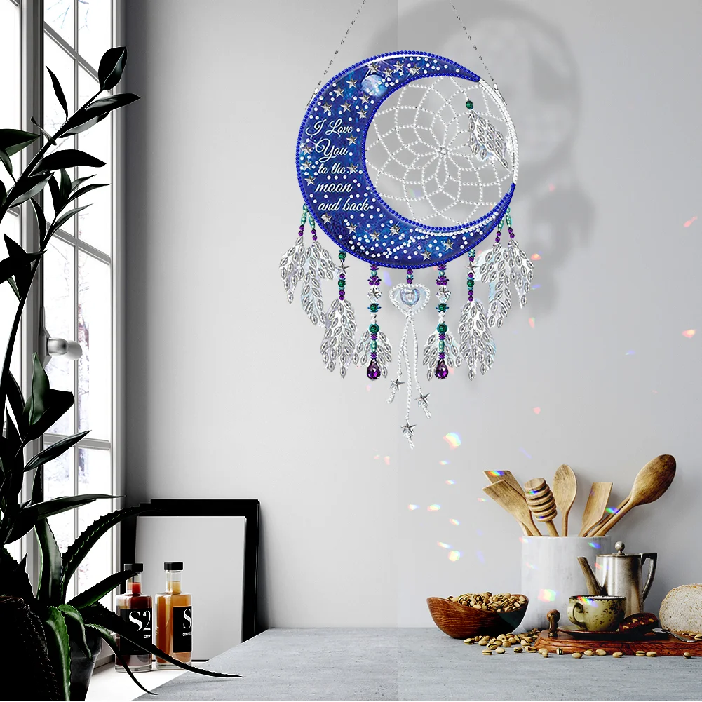 DIY Wolf Single Side Special Shape Diamond Painting Dream Catcher for Home Wall Decor