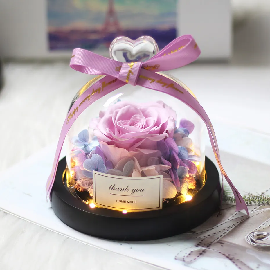 Tegooe DuHouse Forever Roses Preserved Real Flowers in Glass Dome Eternal Flower Gift for Her Valentines Day Anniversary B...