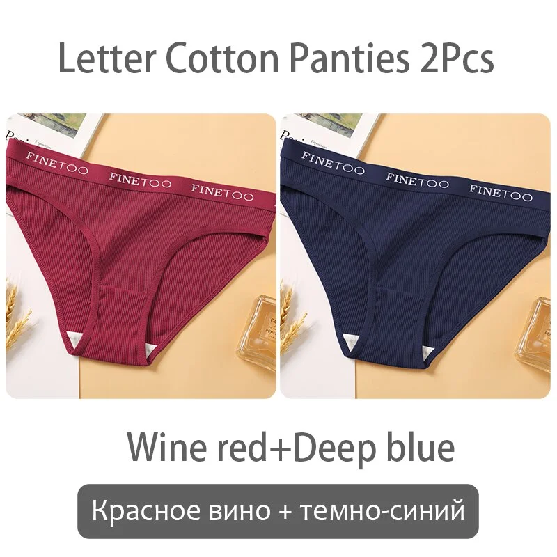 FINETOO New M-2XL Women Underpants Custom Letter Panties Breathable Cotton Underwear Ladies Briefs Casual Panty Female Lingerie