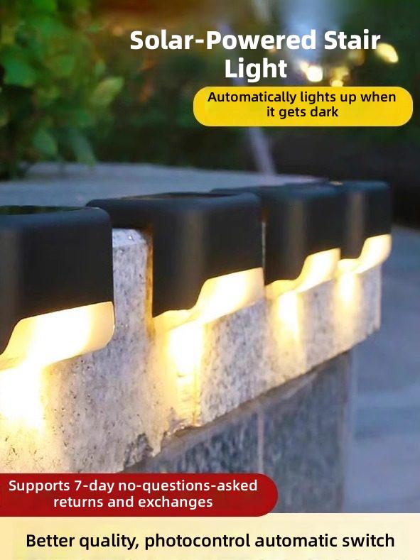 Solar-Powered Stair Lights with Auto-Dark Sensor for Outdoor Steps and Pathways