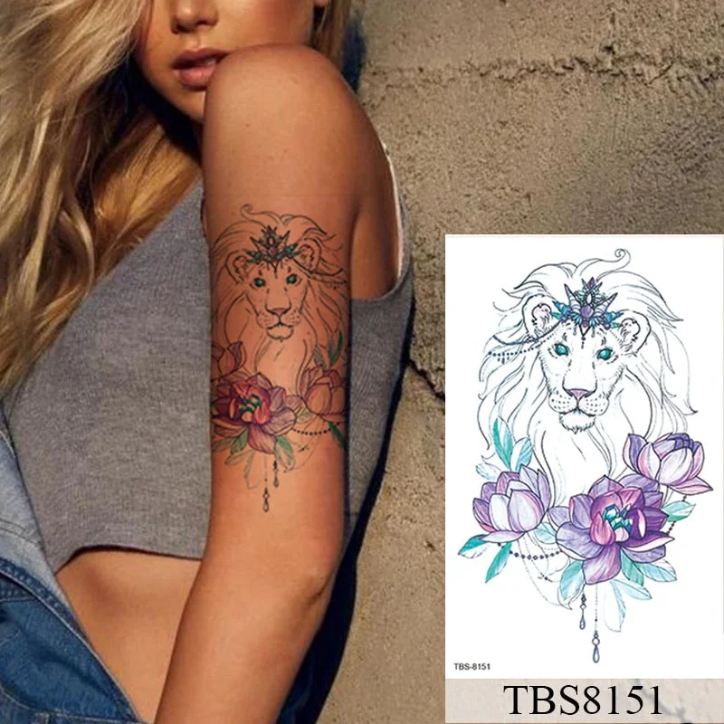Waterproof Temporary Tattoo Sticker Flower Peony Rose Sketches Flash Tattoos Black Henna Body Art Arm Fake Tatoo Women Men