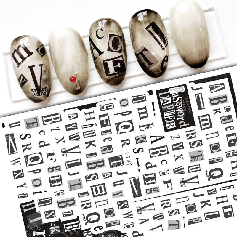 1 Sheet Dragon Snake Stickers Nail 3D Black Gothic Style Self Adhesive Slider Leaves Flowers Nails Art Decoration Decals Wraps-Nail Inspo