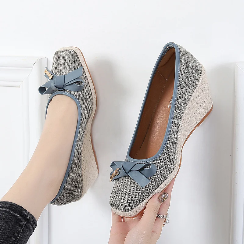 Wongn Wongn Grass Single Shoes Female New Spring And Autumn Shallow Mouth High Heel Thick Bow Women's Shoes