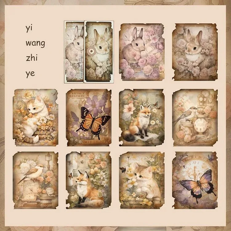 Journalsay 30 Sheets Vintage Plant Flower Material Paper