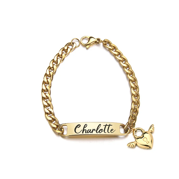 Personalized 1 Name Baby Bracelet Heart Lock Bracelet Gifts For Kids
