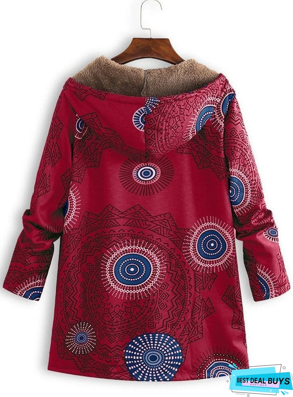 Hooded Abstract Print Coat