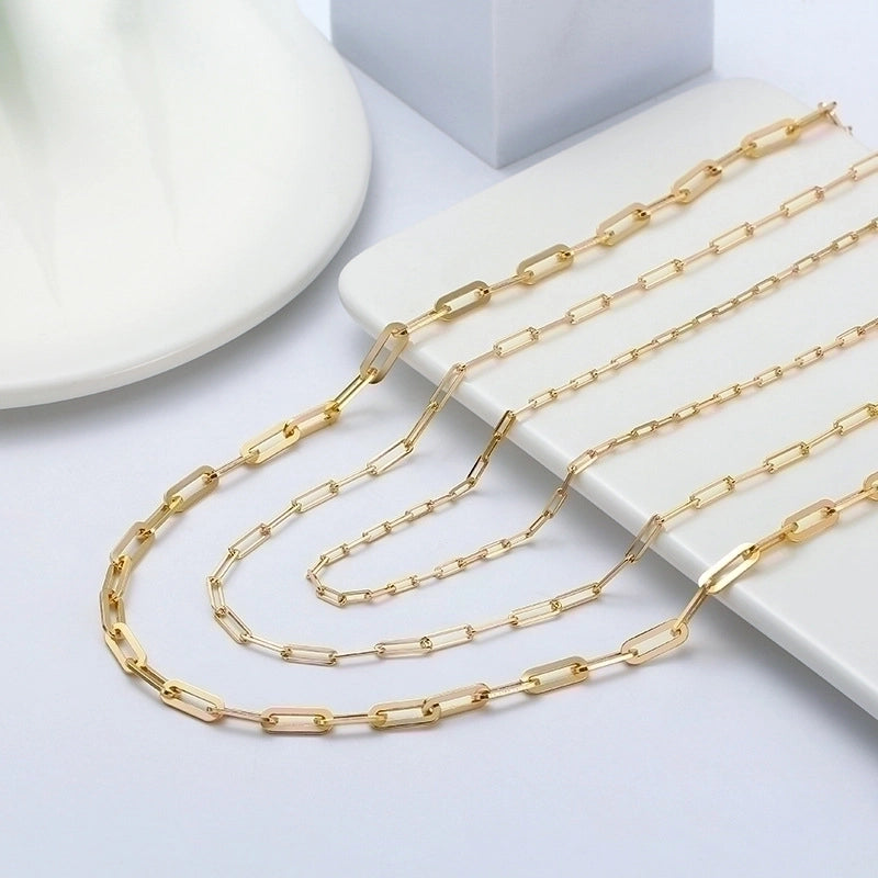 925 Sterling Silver 925 Sterling Silver Plated Chain Paperclip Chain Plating Solid Color Necklace