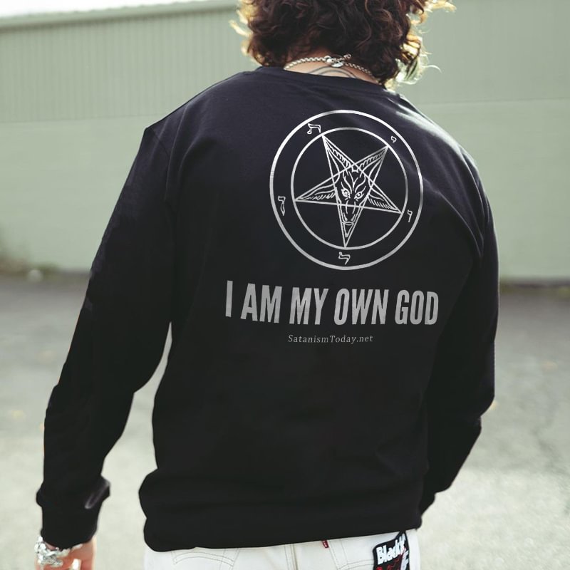 I am my own god printed designer long-sleeved sweatshirt - Krazyskull
