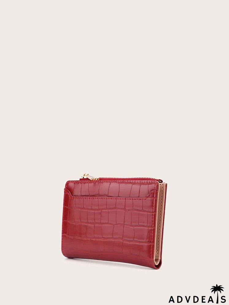 Croc Embossed Purse With Card Holder