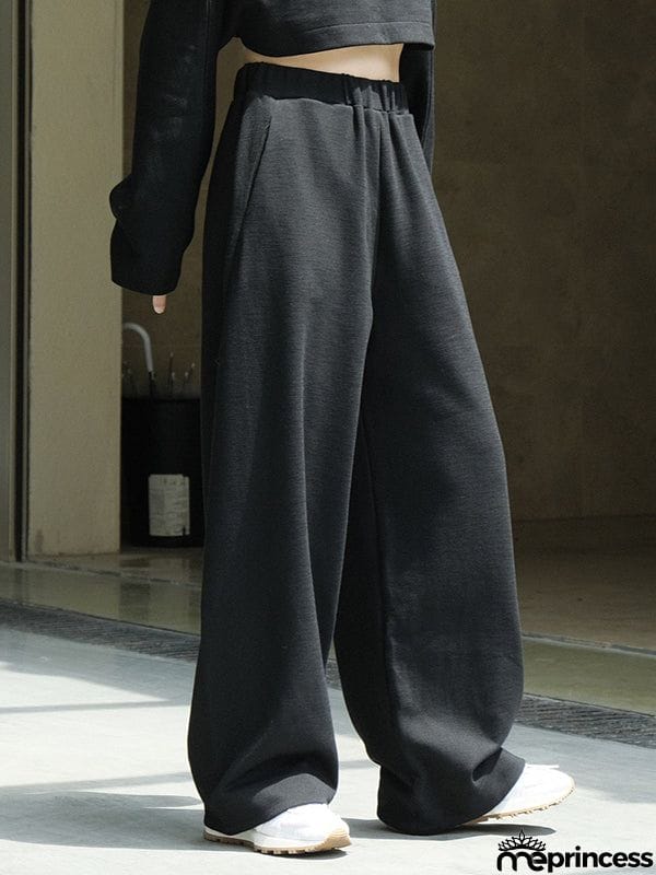 Casual Wide Leg Loose Solid Color Pants