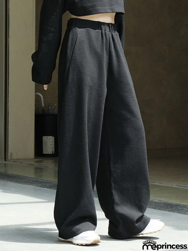 Casual Wide Leg Loose Solid Color Pants