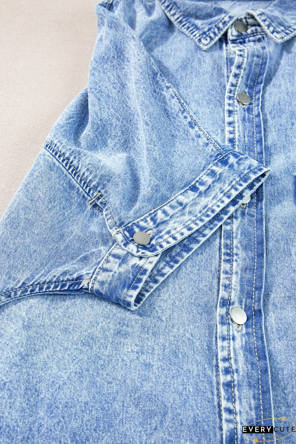 Denim Shirt Dress with Button Pockets