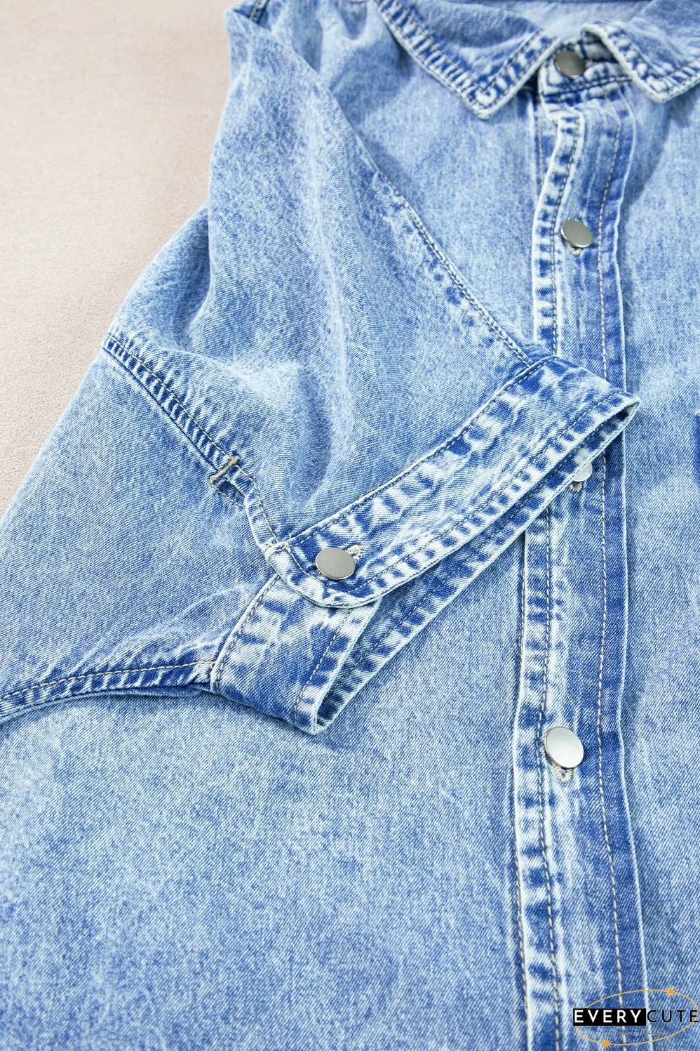 Denim Shirt Dress with Button Pockets