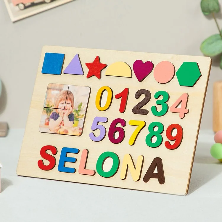 Personalisierte Hölzerne Name & Foto Puzzle Benutzerdefinierte Fraktalbild Holz Puzzle mit Kinder Name 