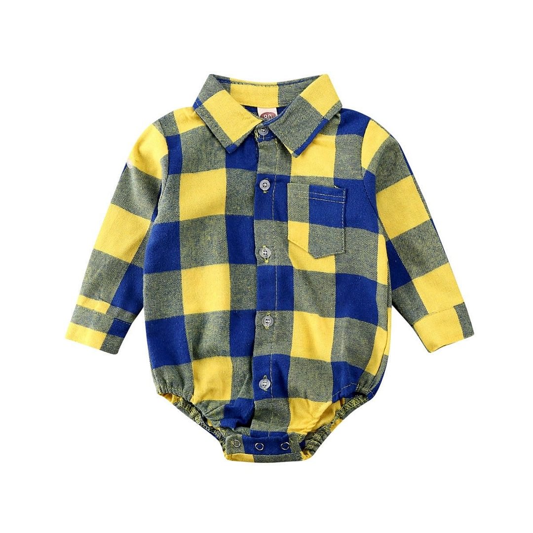 2020 Baby Spring Autumn Clothing Newborn Baby Girl Boy Bodysuits Jumpsuit Clothes Set Cotton Checked Long Sleeve Outfits Set