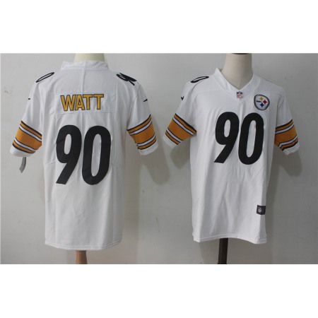 Men's  Pittsburgh Steelers #90 T. J. Watt White Stitched NFL Vapor Untouchable Limited Jersey
