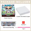 Cute Puppy Garden Wooden DIY Diamond Painting Sticky Notes Holder with 160 Blank Notepads, Round Drill, 9.8x9.8x2.4cm, Perfect for Home Office Decor and Craft Gifts