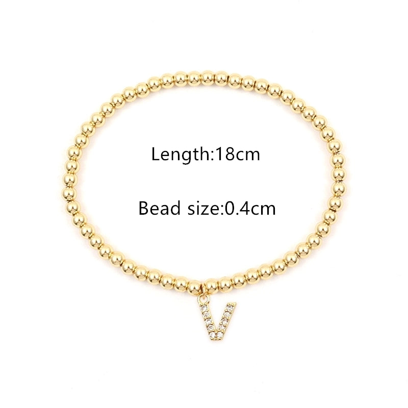 Copper Inlay Letter Zircon Bracelets