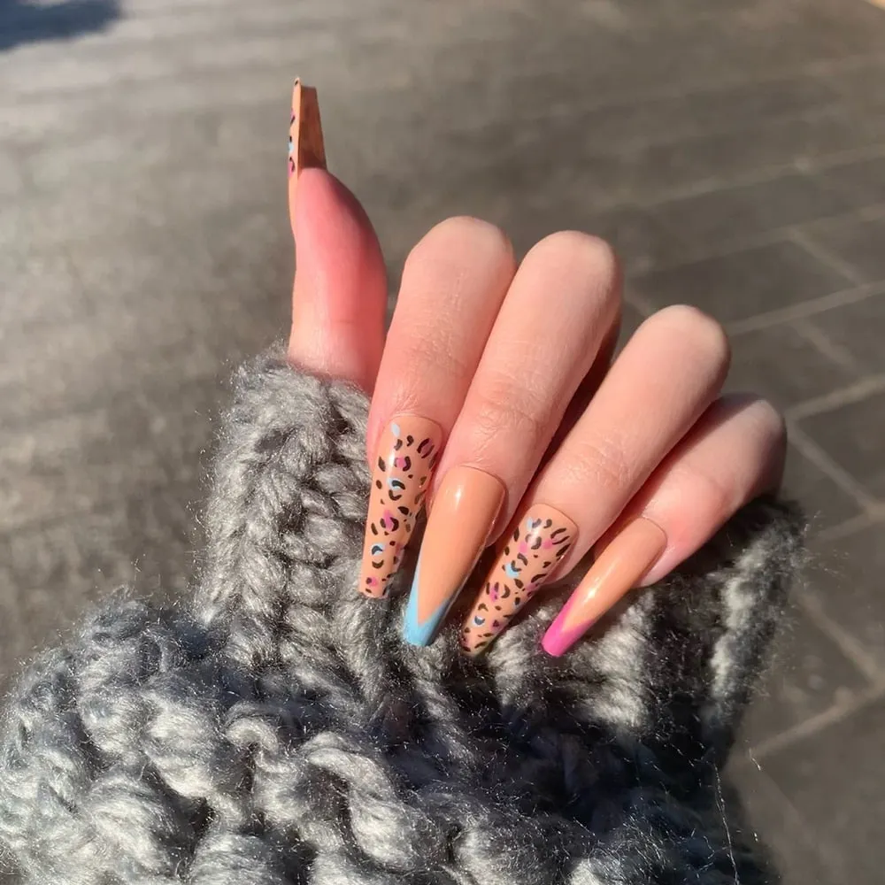 24pcs Butterfly Fake Long Nails Tips Black Press on Nails Coffin Full Cover Ballerina Wearable Design False Nail with diamond-Nail Inspo