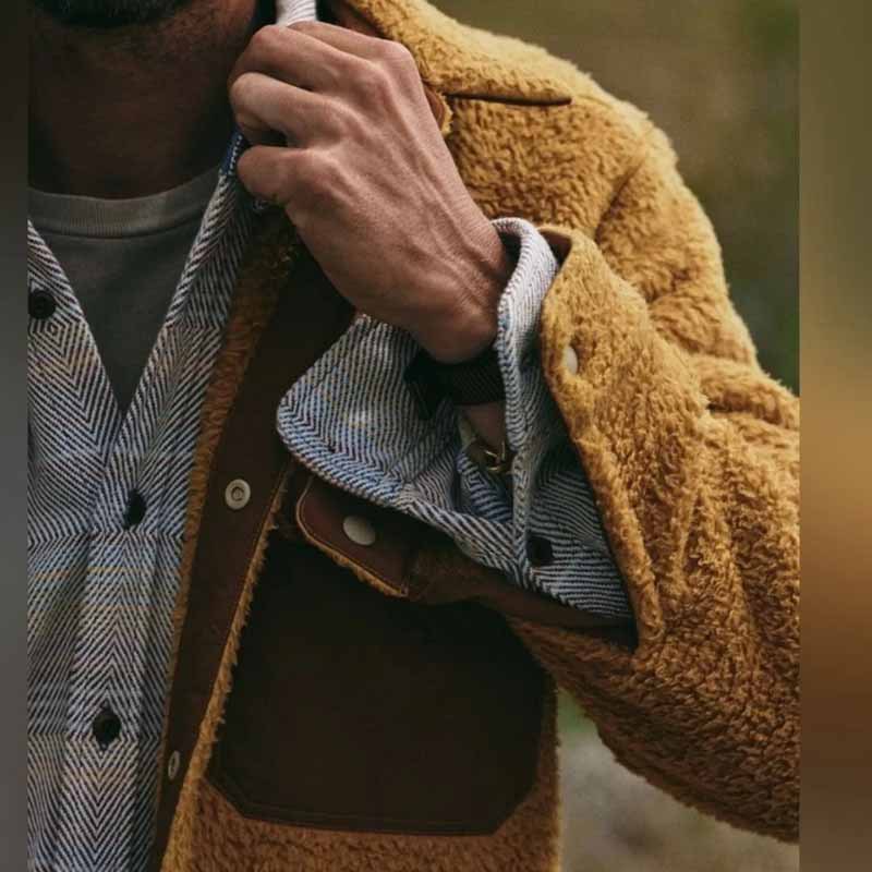 Vintage Lambswool Clash Color Collage Mens Jacket Coat Coat