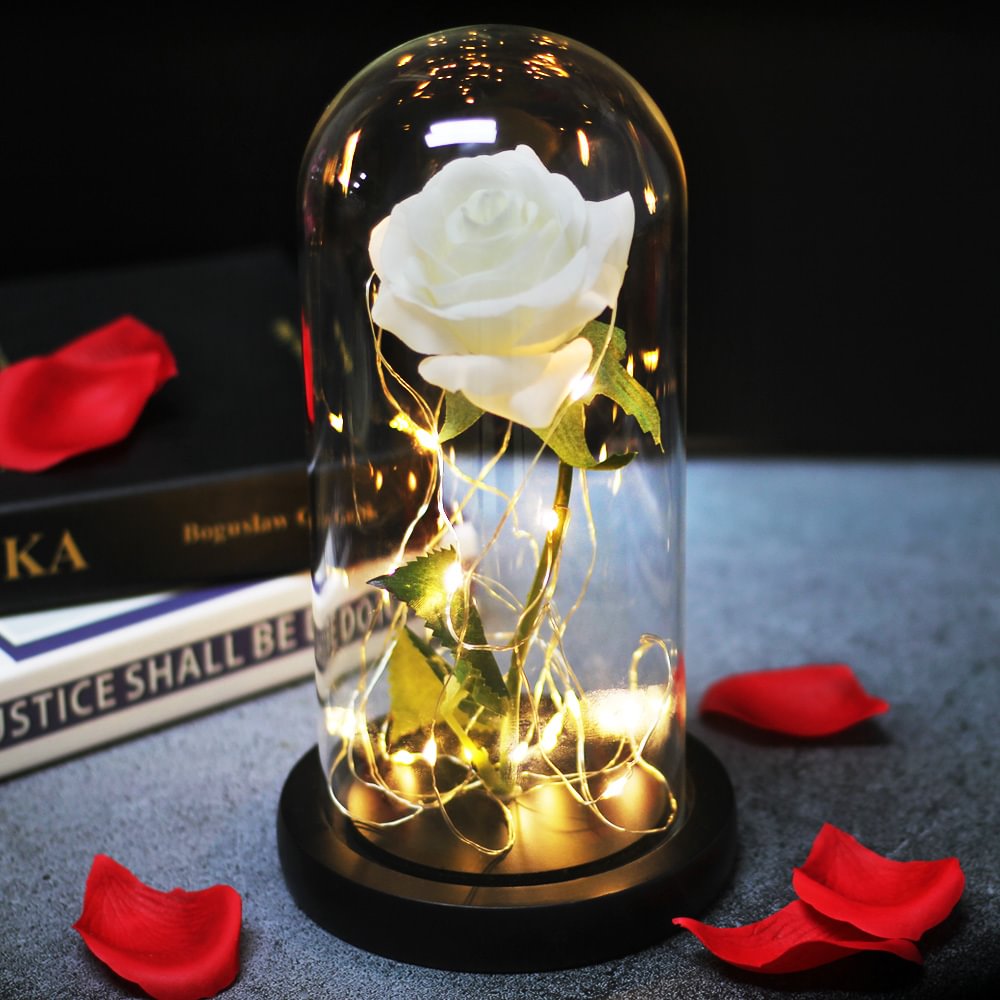 Beatea  LED Light Eternal Rose In Glass Dome