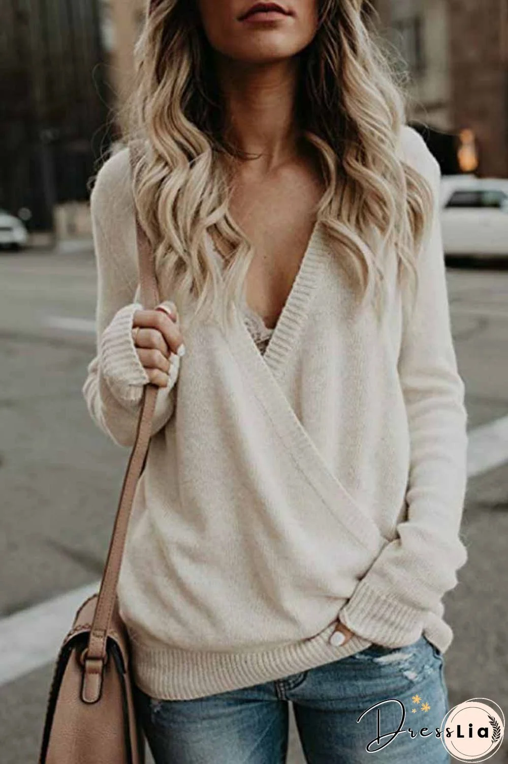 Deep V Neck Design Street Sweater(3 Colors)