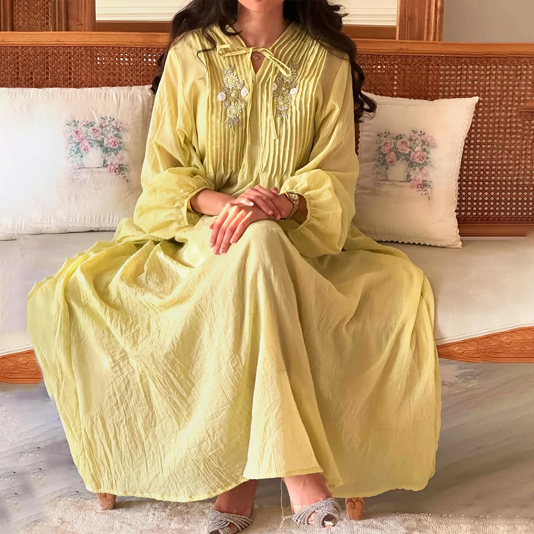 Women's Middle Eastern Linen Simple Casual Jalabiyas Dress