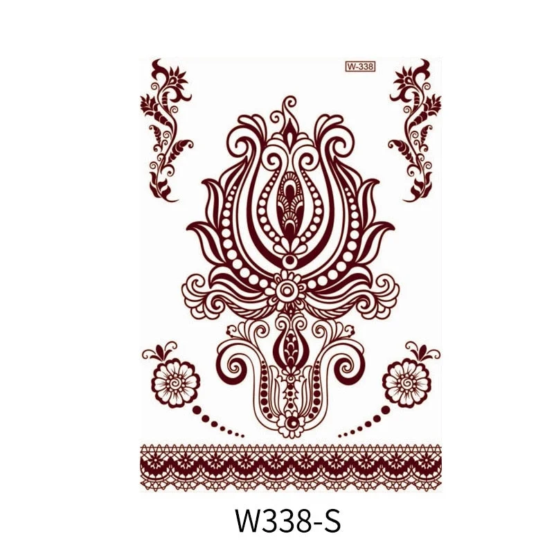 Waterproof Temporary Tattoo Sticker Chest Lace Henna Mandala wedding Flash Tattoos Flower Body Art Arm Fake Tatoo Women Men