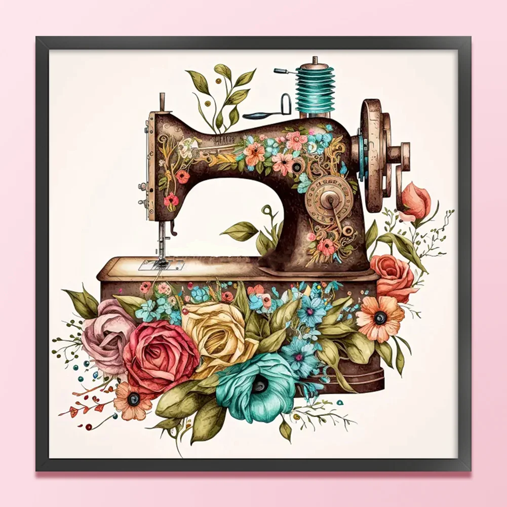 14CT Full Counted Cross Stitch - Sewing Machine(Canvas|40*40CM)