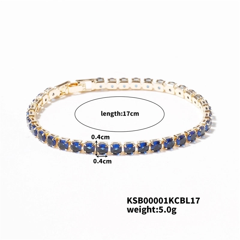Hip-Hop Solid Color Copper Inlay Zircon K Gold Plated Rhodium Plated Unisex Tennis Bracelet
