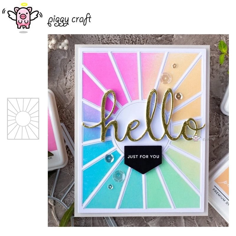 Piggy Craft metal cutting dies cut die mold Sun shining frame Scrapbook paper craft knife mould blade punch stencils dies