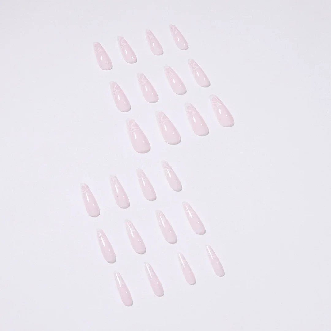 Fake Nail White Waves Full Cover Fake Nails DIY Glue Press On Nails Nail Supplies For Professional-Nail Inspo