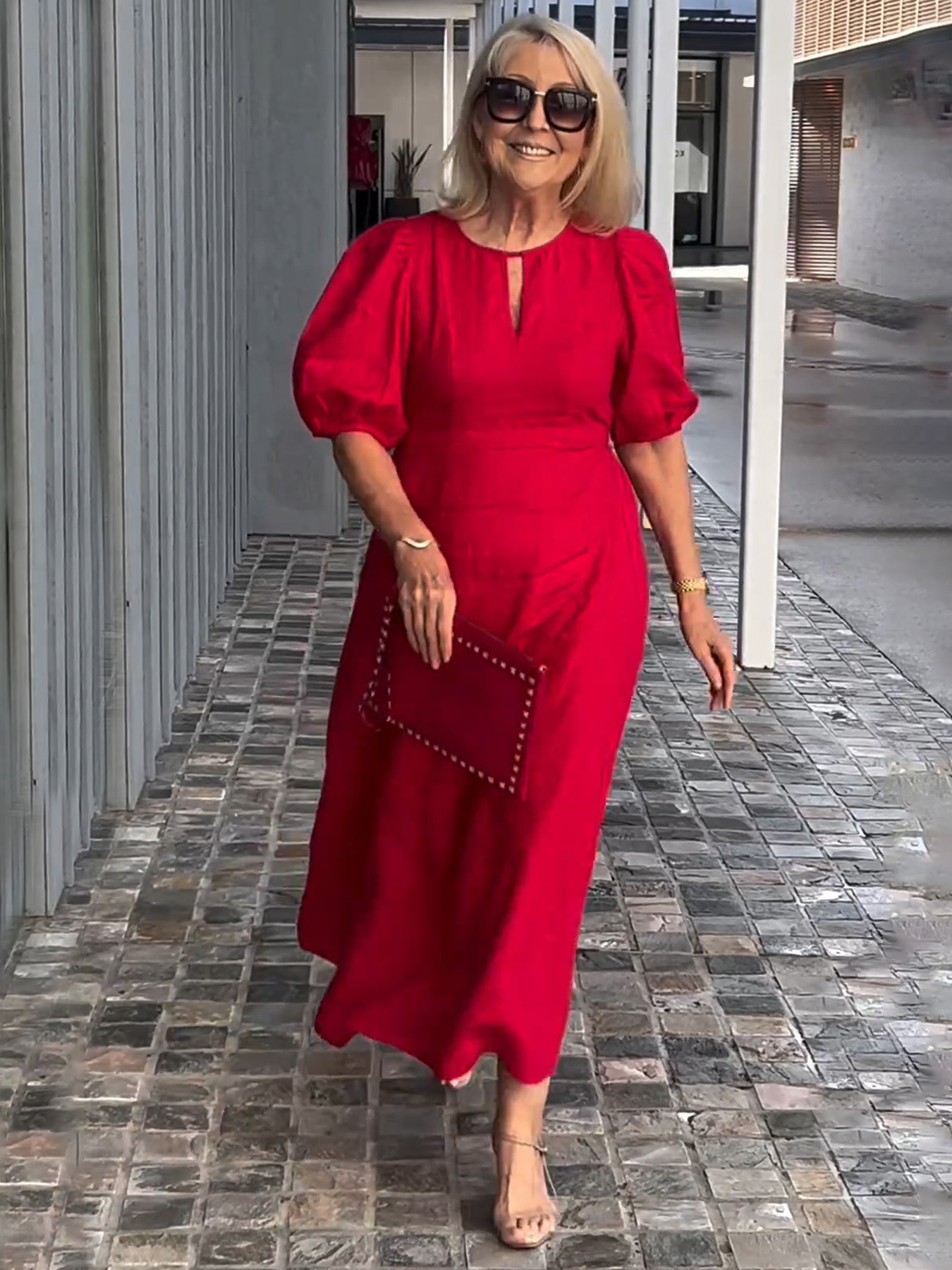 HOT ! Evening Dress Formal Dress Solid Color Loose-Fitting Casual Round-Neck Small Lantern Sleeves