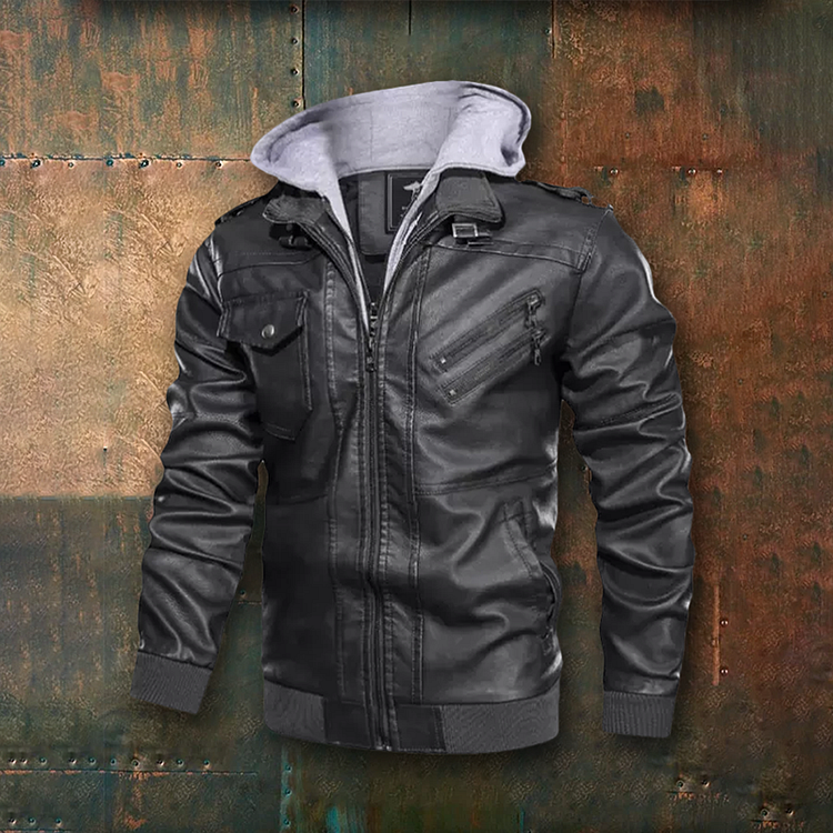 Mens Outdoor Cold-proof Motorcycle Leather Jacket