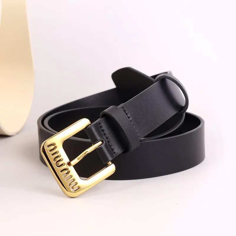 New Retro Personality Punk INS Style Genuine Leather Women's Belt with Letter Decoration Metal Buckle Niche Belt