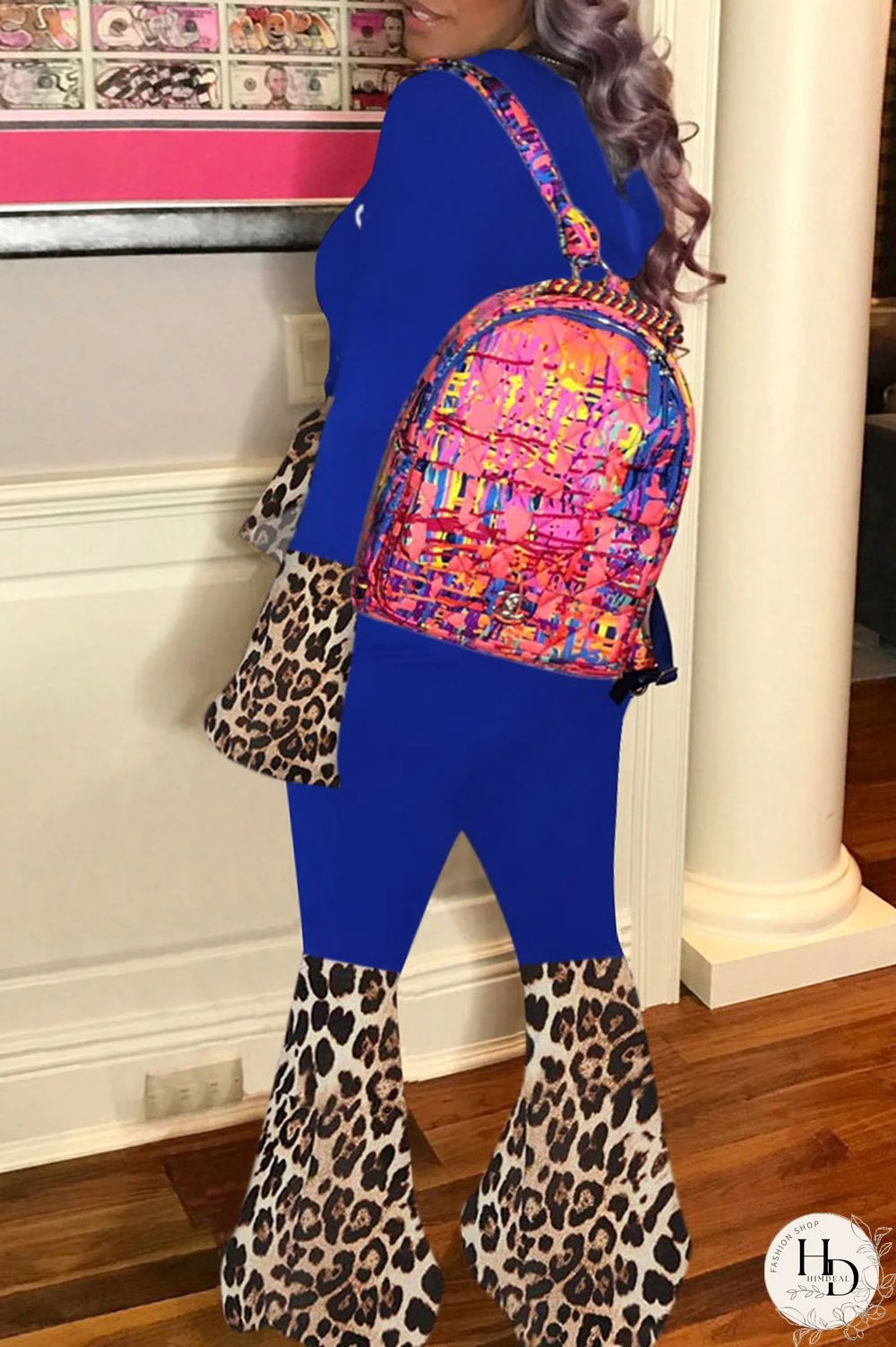 Yellow Street Print Split Joint Hooded Collar Long Sleeve Two Pieces