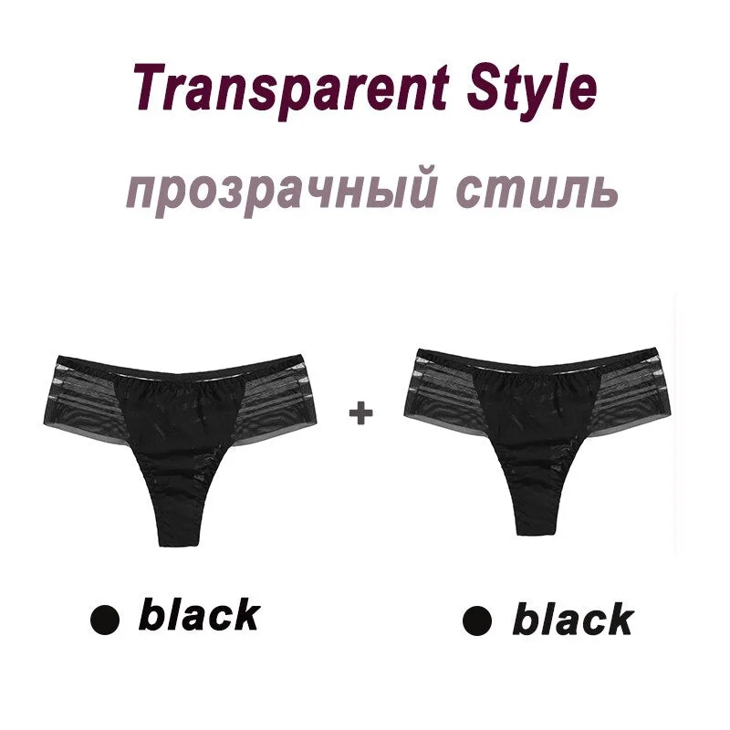 2PCS/Set Women's Panties Sexy Perspective Lace Panties Seamless  Ladies Underwear Female Underpants Cotton Crotch Lingerie M-XL