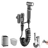 Washing Machine and Toilet Faucet 1-in-2-Out Dual Control Valve, Bathroom Faucet w/Pull Out Sprayer