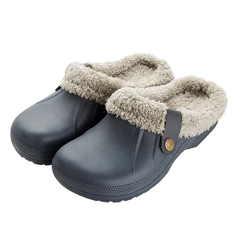 2021 Winter Waterproof Slippers Women Men Winter Shoes Plush Warm Flat Home Shoes Woman Soft Comfort Female Shoes Clogs Slippers