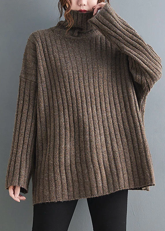 DIY Chocolate Turtle Neck thick Knit sweaters Winter