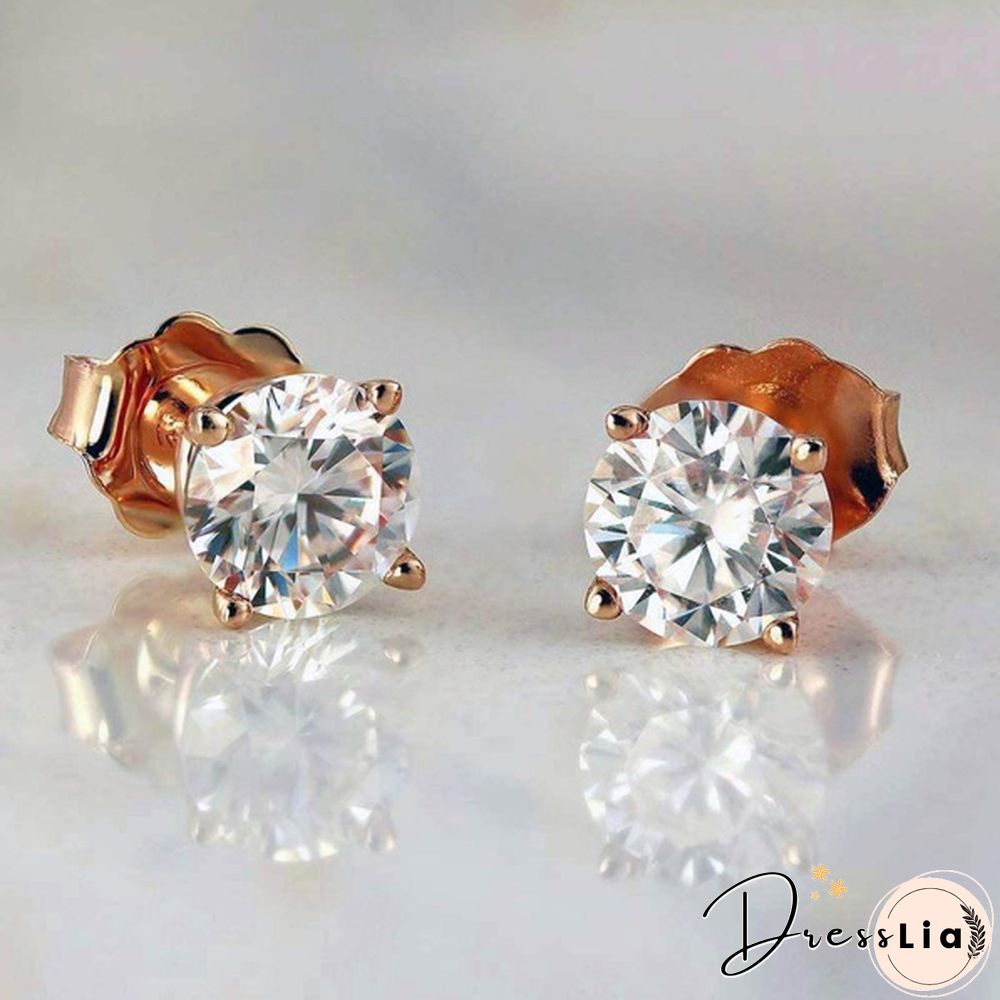 Pairs Stud earrings 925 sterling silver plated round cubic zirconia hypoallergenic set