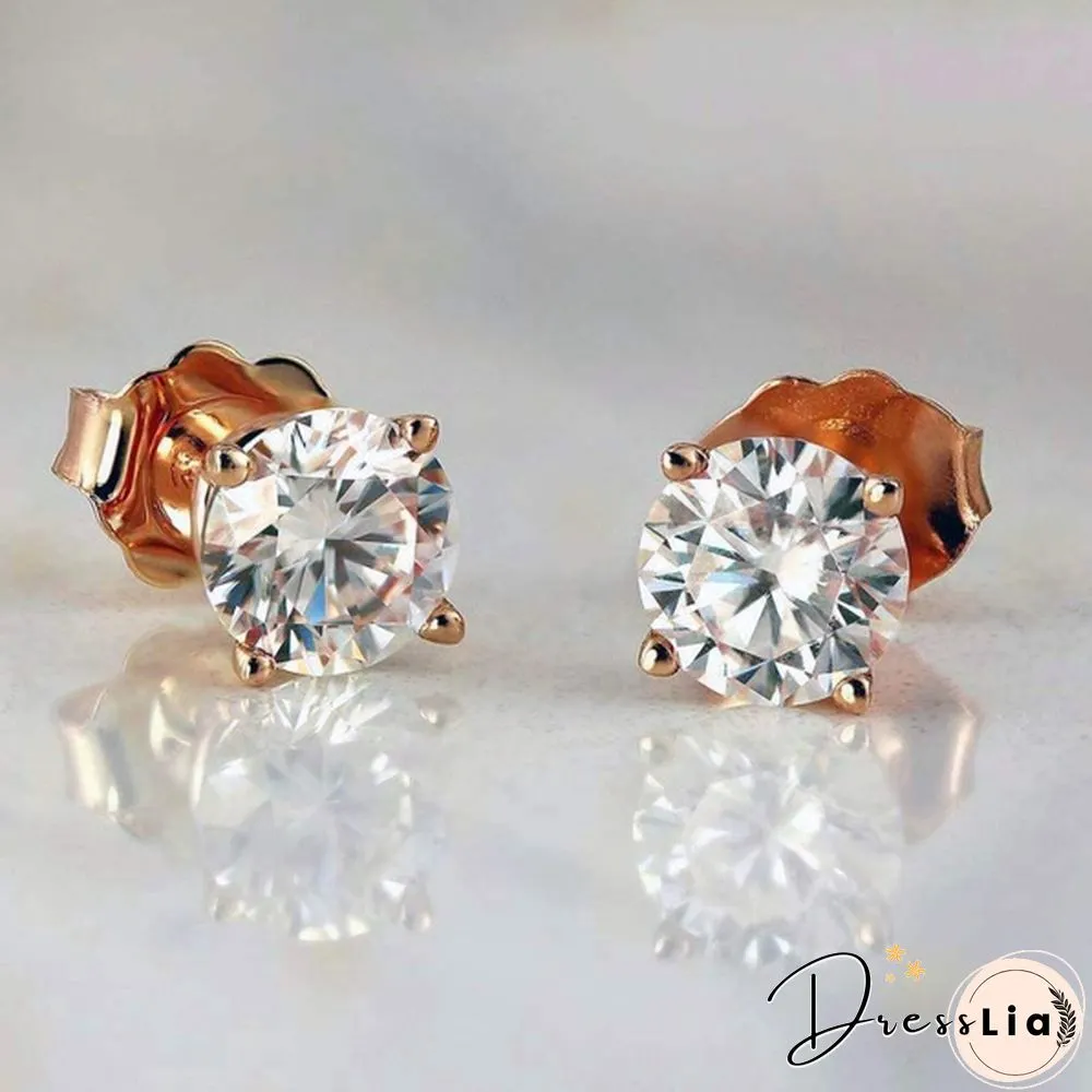 Pairs Stud earrings 925 sterling silver plated round cubic zirconia hypoallergenic set
