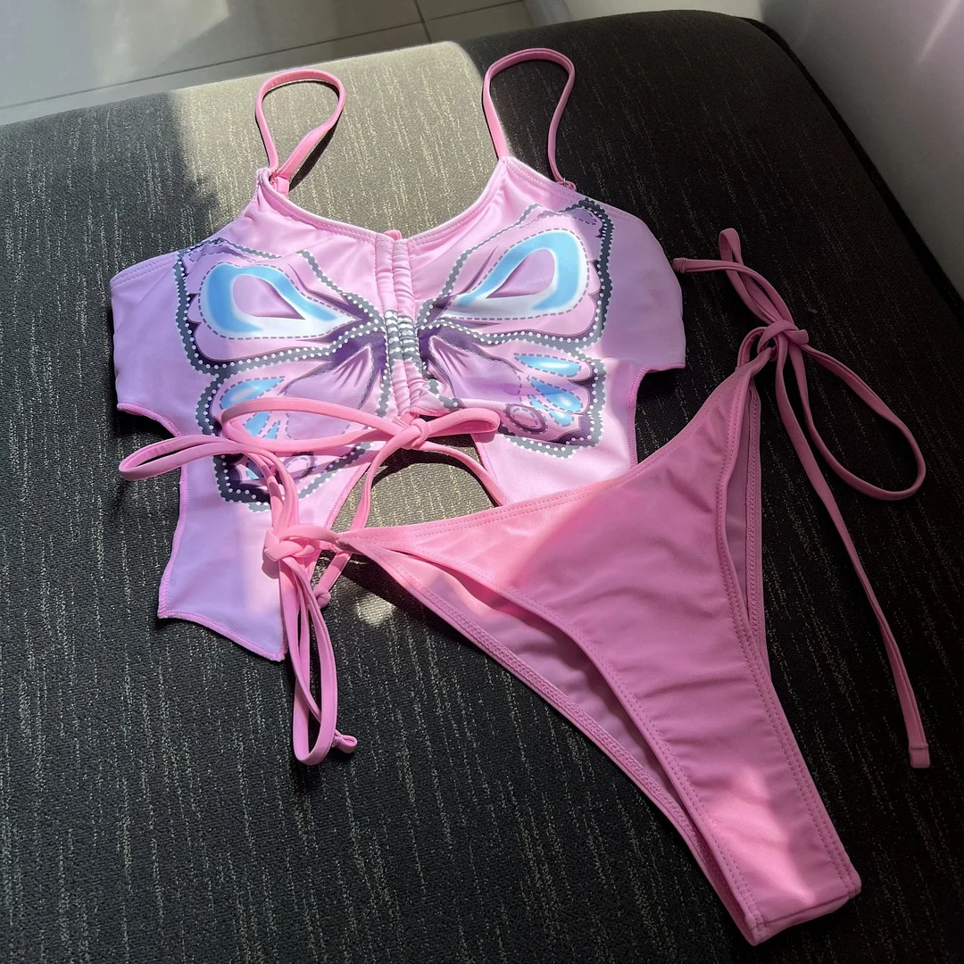 Uveng 2023 New Butterfly Small Fresh Ins Split Bikini