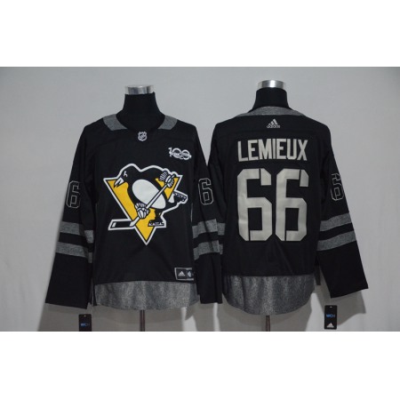 Pittsburgh Penguins #66 Mario Lemieux Black Men's 1917-2017 100th  Anniversary   Stitched NHL Jersey