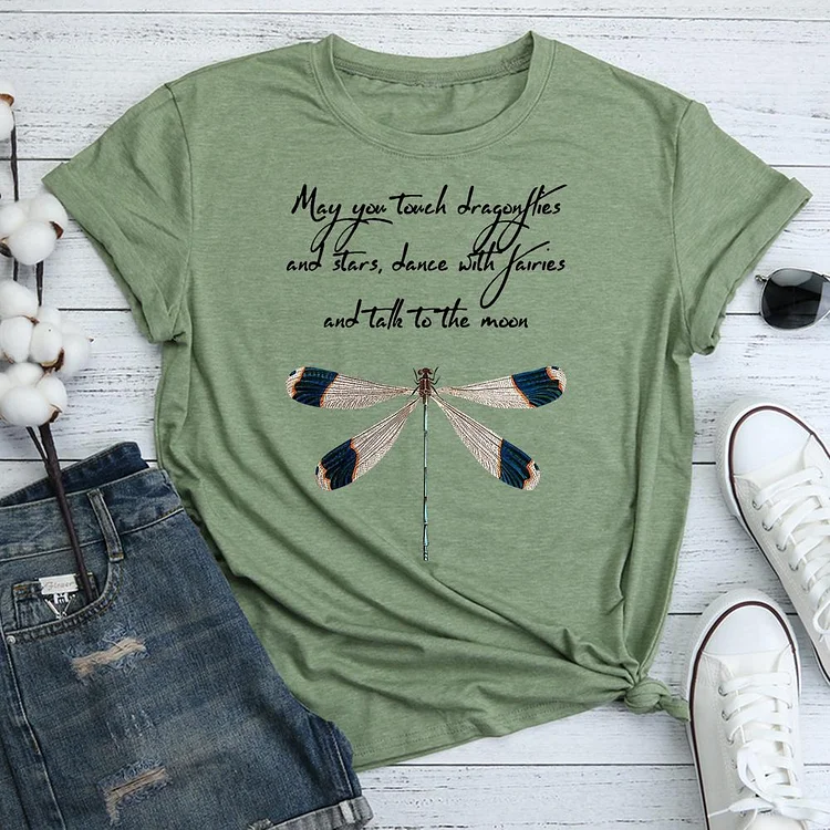 May You Touch Dragonflies And Stars Dragonfly Lover  T-Shirt Tee-06360-Annaletters