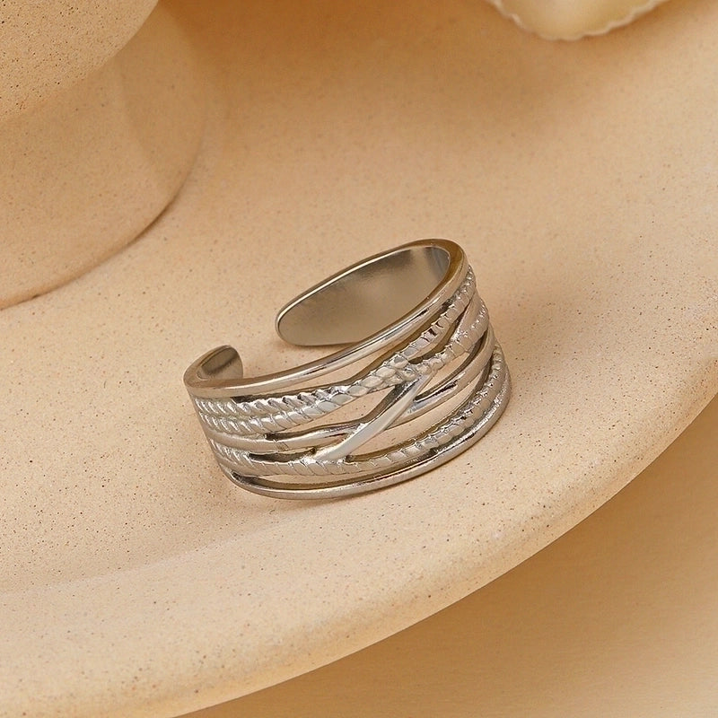 Retro Geometric Stainless Steel Gold Plated Plating Open Rings