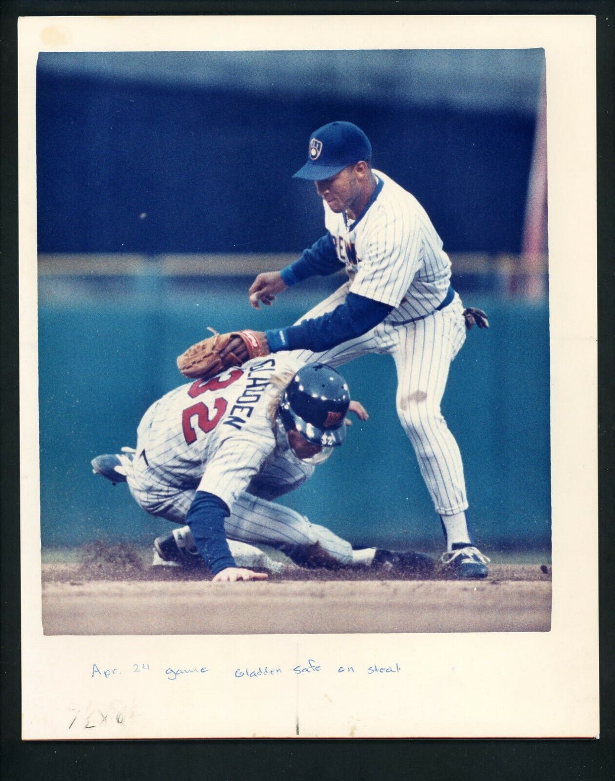 Gary Sheffield & Dan Gladden 1989 Press Photo Poster painting Milwaukee Brewers Minnesota Twins