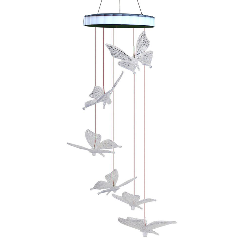 

Solar Wind Chime Lamps Butterfly Hanging Pendant Lights Home Garden Decor, 501 Original