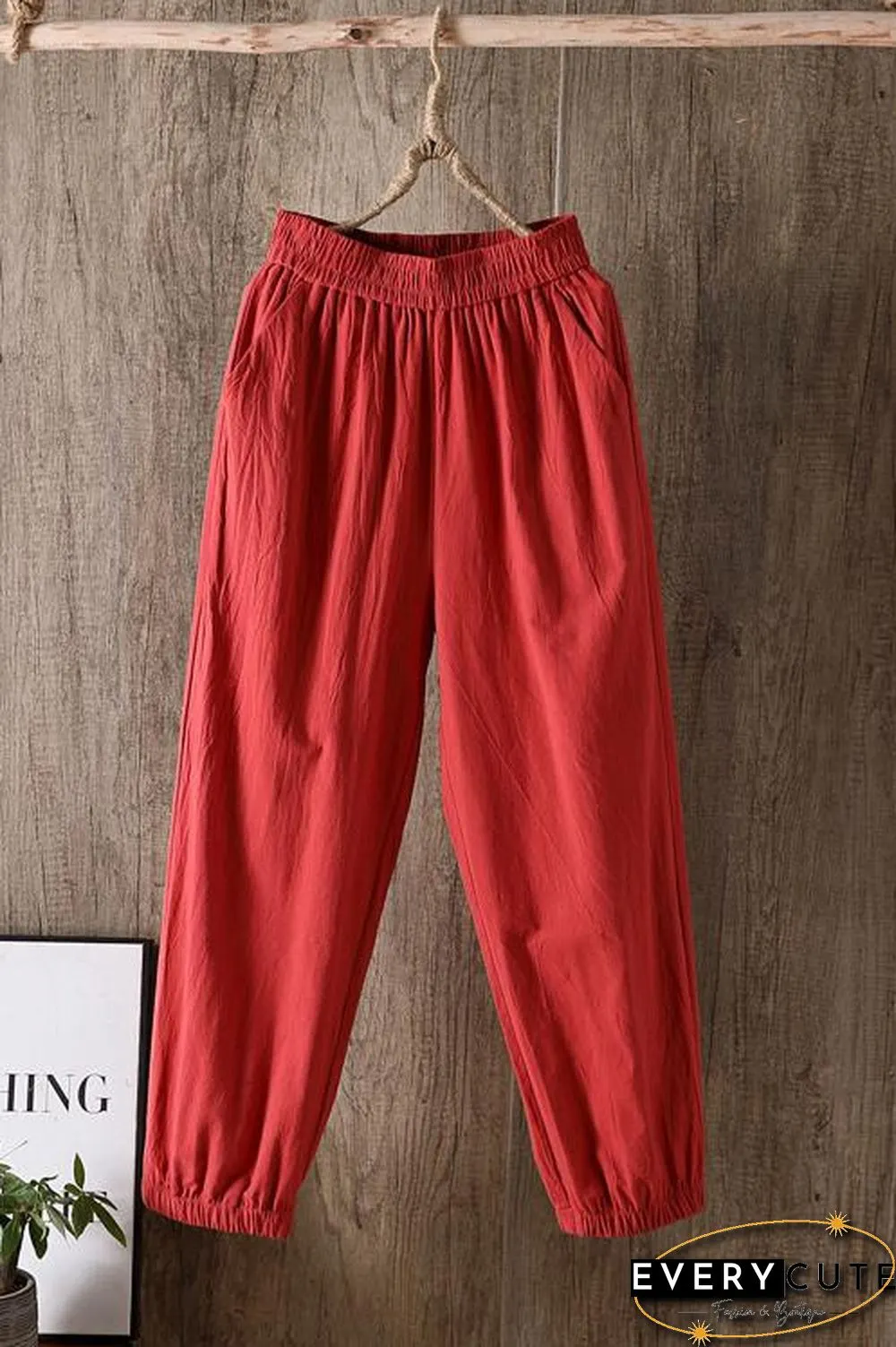 Solid Linen Pockets Jogger