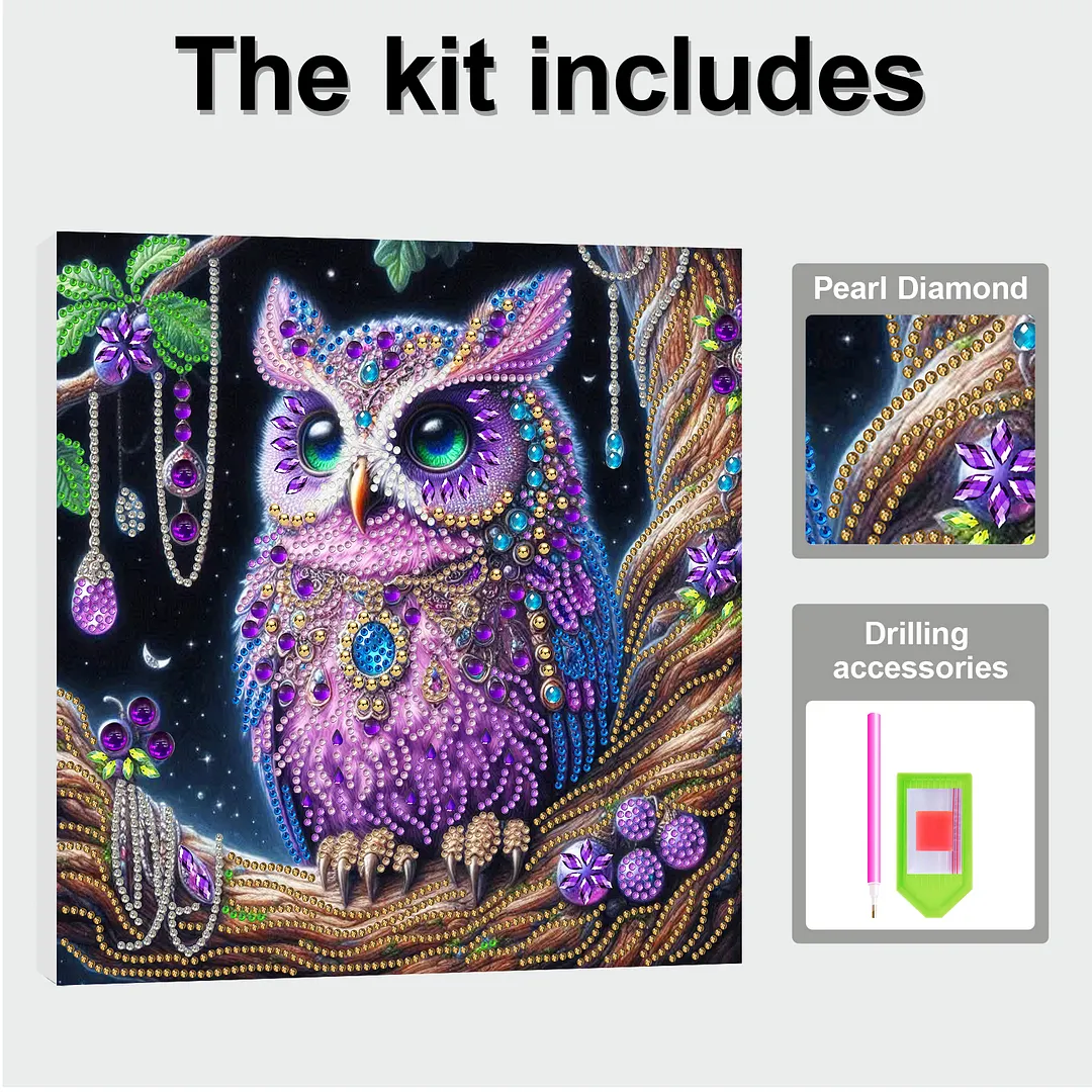 DIY Special Shape Drill Pearl Gem Diamond Art Painting Kit with Frame 9.84x9.84in Art Craft Pearl Diamond Painting for Adults Beginners Home Decor (BK43)
